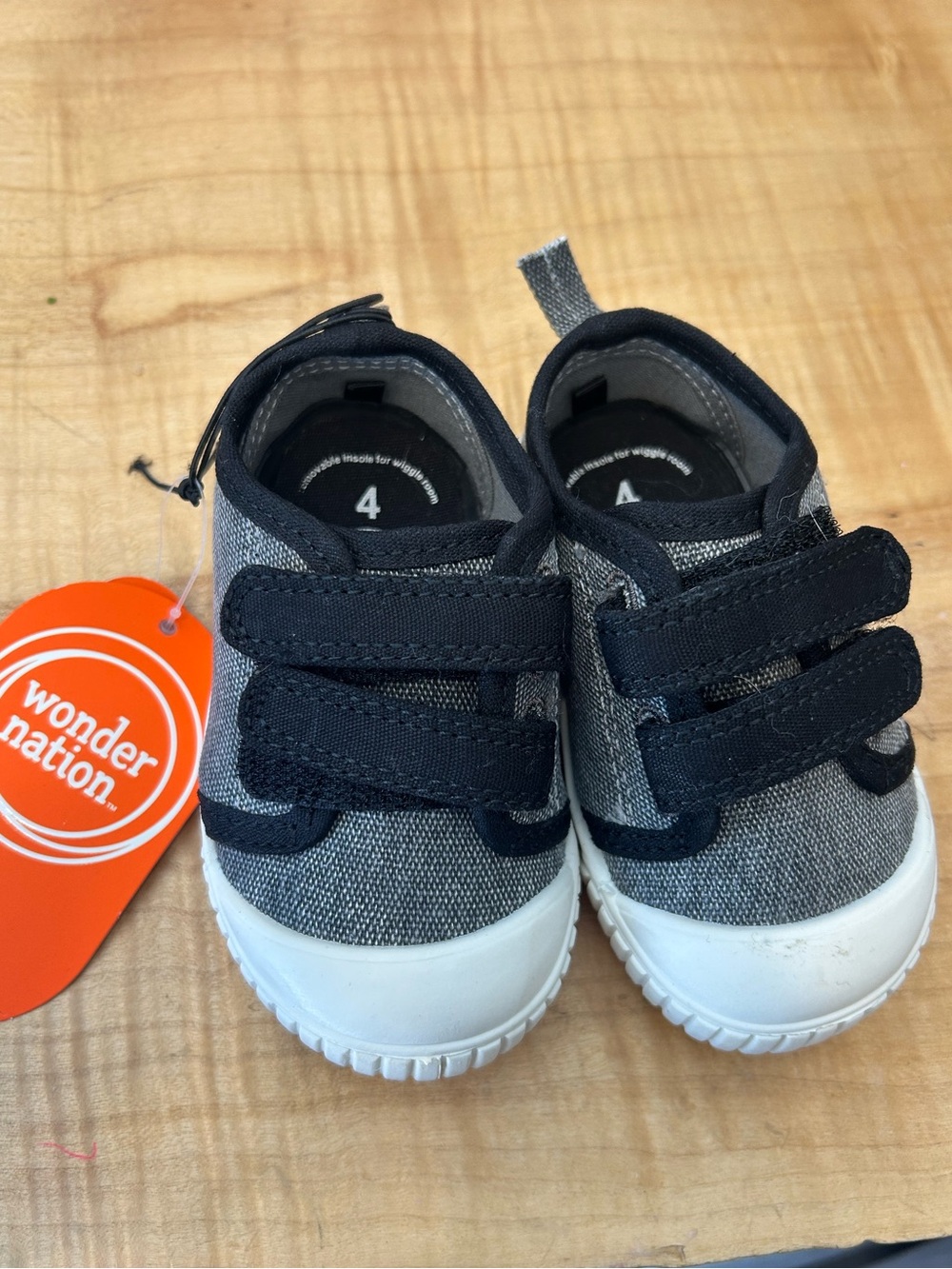 wonder nation Gray and Black Toddler Hook-and-Loop Canvas Sneakers